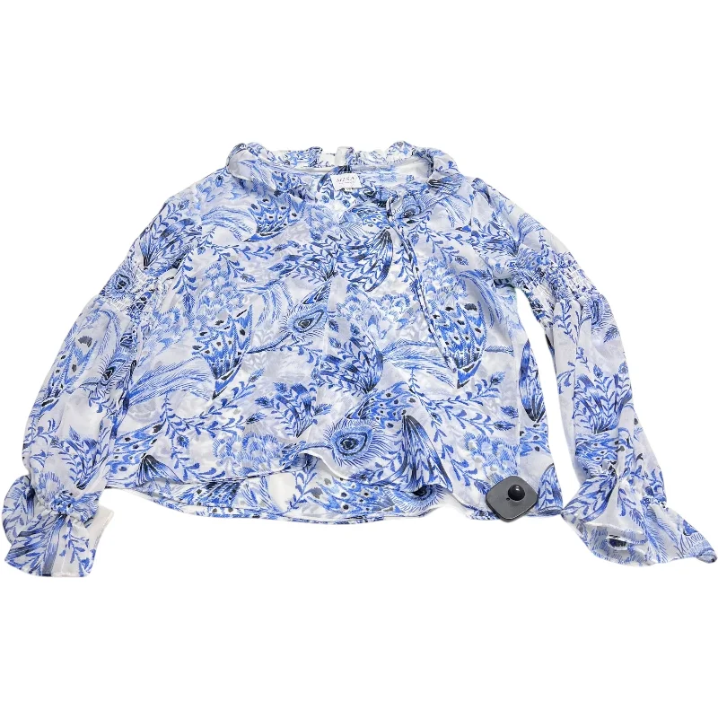 Top Long Sleeve By Misa In Blue & White, Size: Xs