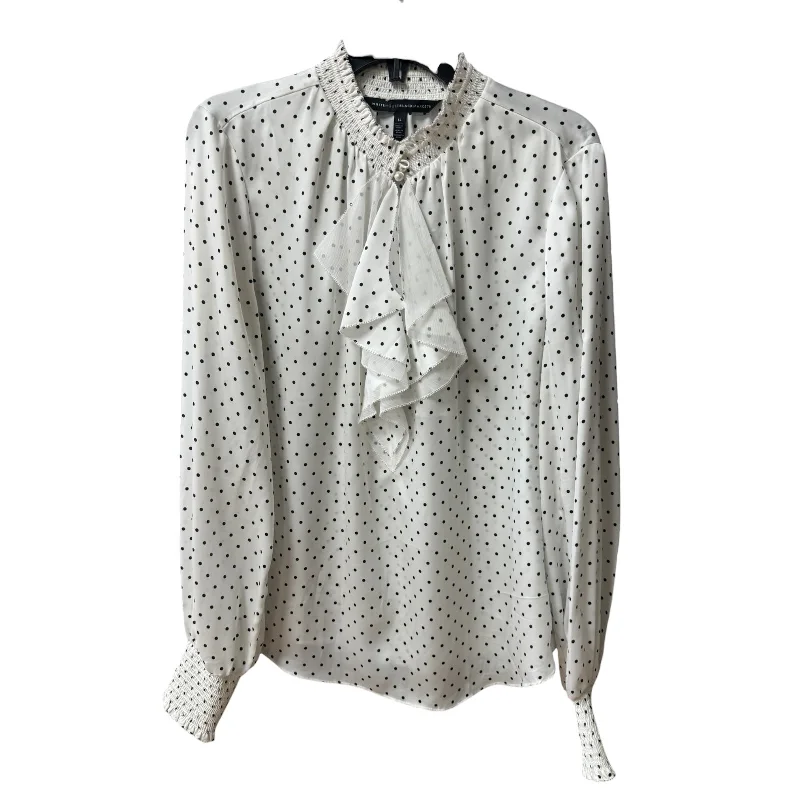 Top Long Sleeve By White House Black Market In Polkadot Pattern, Size: 14