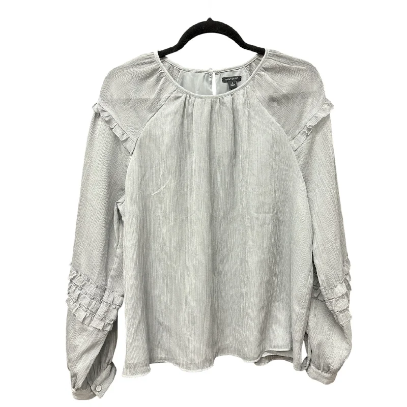 Top Long Sleeve By Ann Taylor In Grey, Size: M