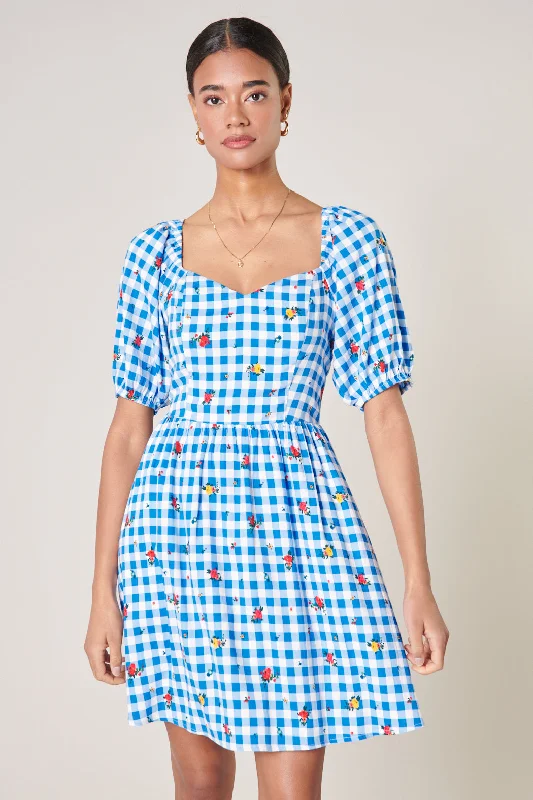 Dorothy Rosebud Gingham Puff Sleeve Mini Dress