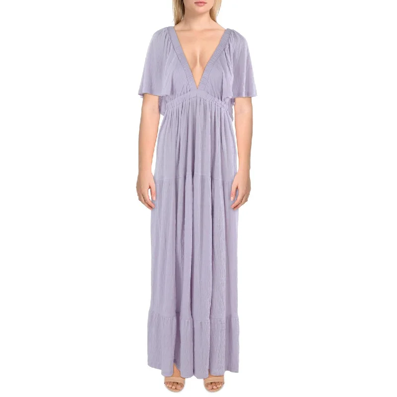 FP Beach Womens La La Tiered V-Neck Maxi Dress