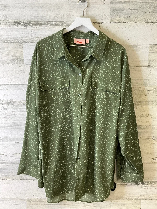 Top Long Sleeve By Evri In Green, Size: 4x