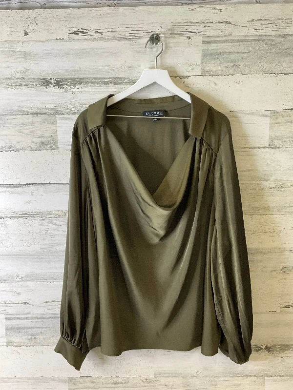 Top Long Sleeve By Eloquii In Green, Size: 4x