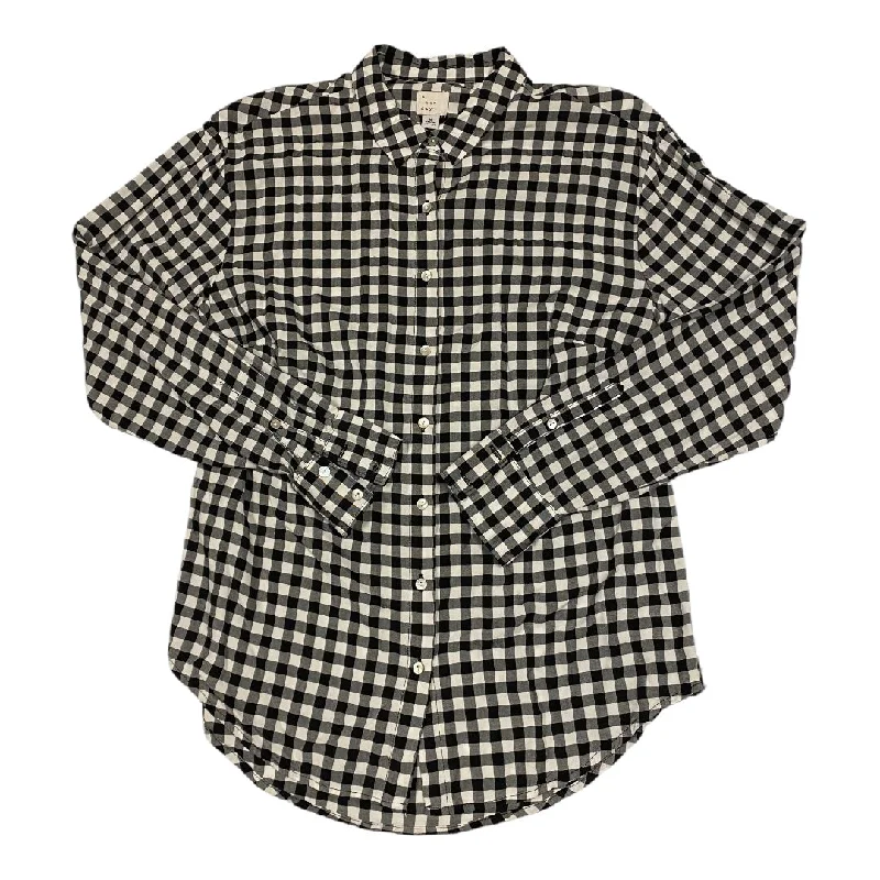 Top Long Sleeve By A New Day In Checkered Pattern, Size: M