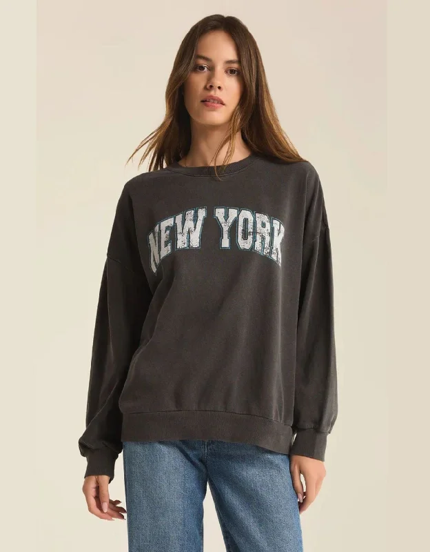 Z Supply NY State of Mind Tomgirl Sweatshirt BLACK SAND