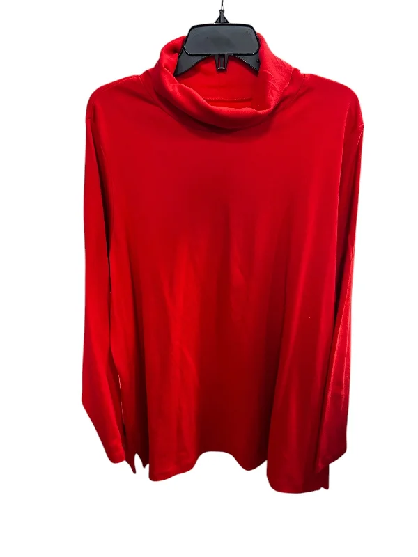 Top Long Sleeve Basic By Lands End In Red, Size: 3x