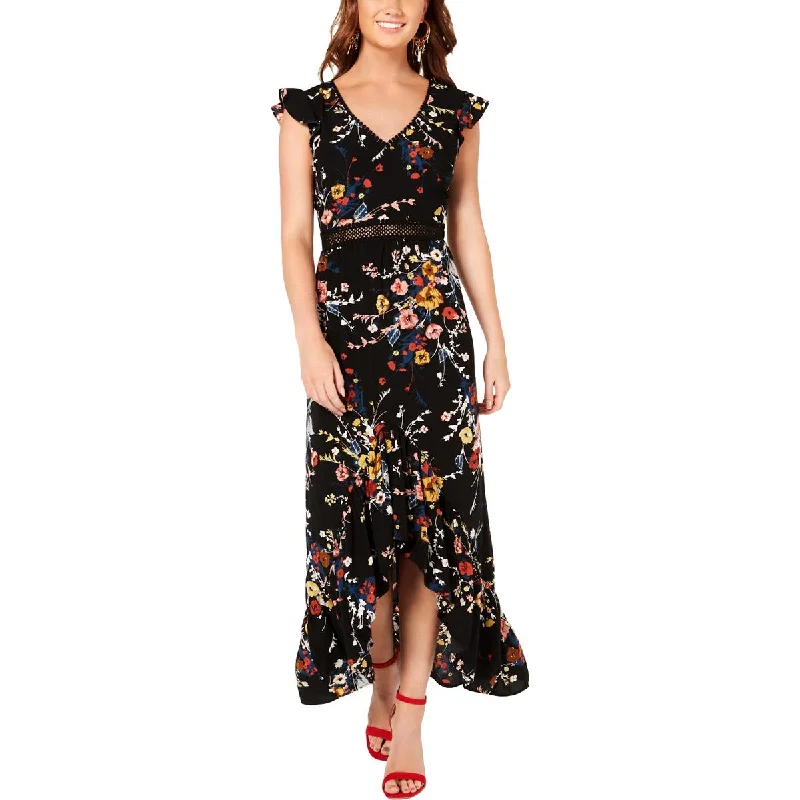 City Studio Womens Juniors Floral Open Back Maxi Dress