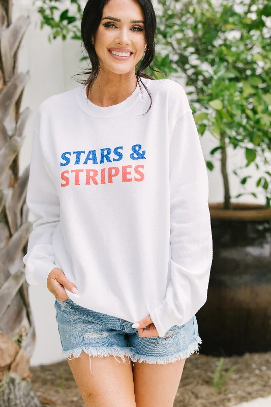 Stars And Stripes White Graphic Sweatshirt