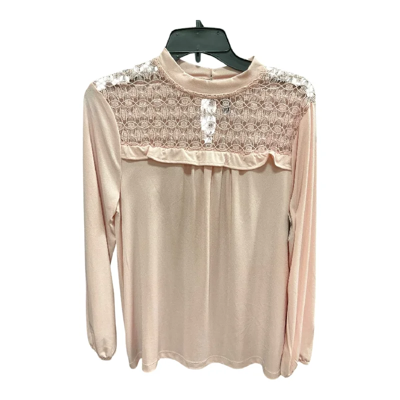 Top Long Sleeve By Massini In Light Pink, Size: M