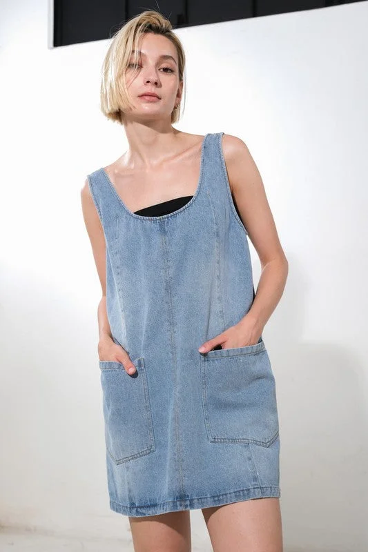 Womens Flying Tomato Denim Washed Mini Dress