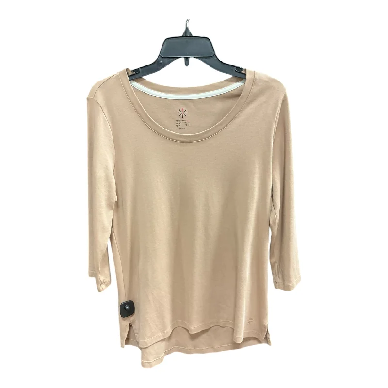 Top Long Sleeve Basic By Isaac Mizrahi Live Qvc In Tan, Size: M