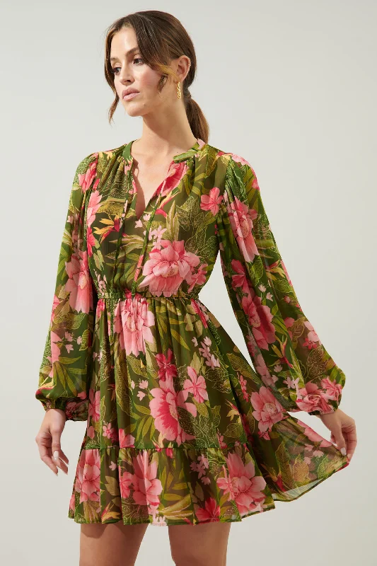 Lilikoi Floral Paxton Balloon Sleeve Mini Dress