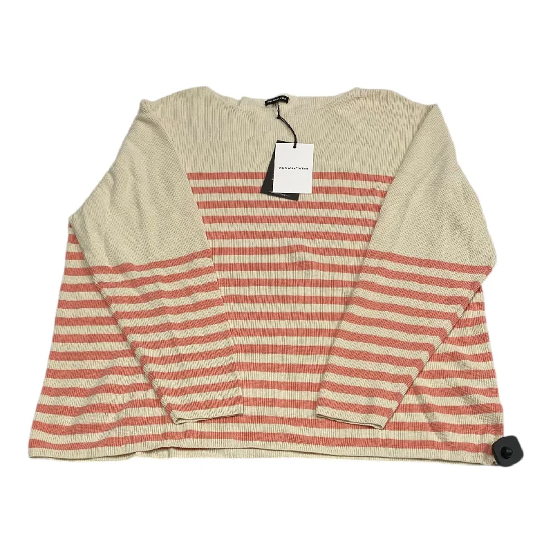 Top Long Sleeve By Who What Wear In Cream & Orange, Size: 2x