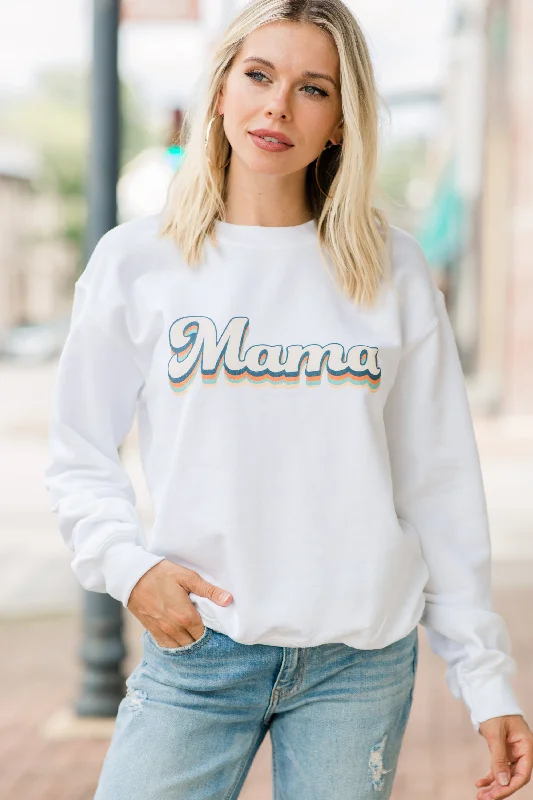 Hey Mama White Graphic Sweatshirt