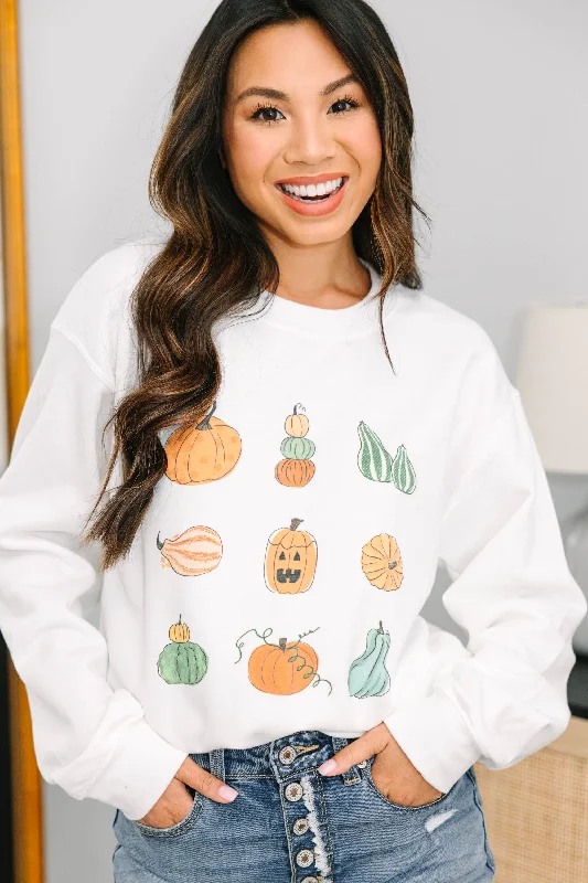 Pumpkin Season White Graphic Sweatshirt