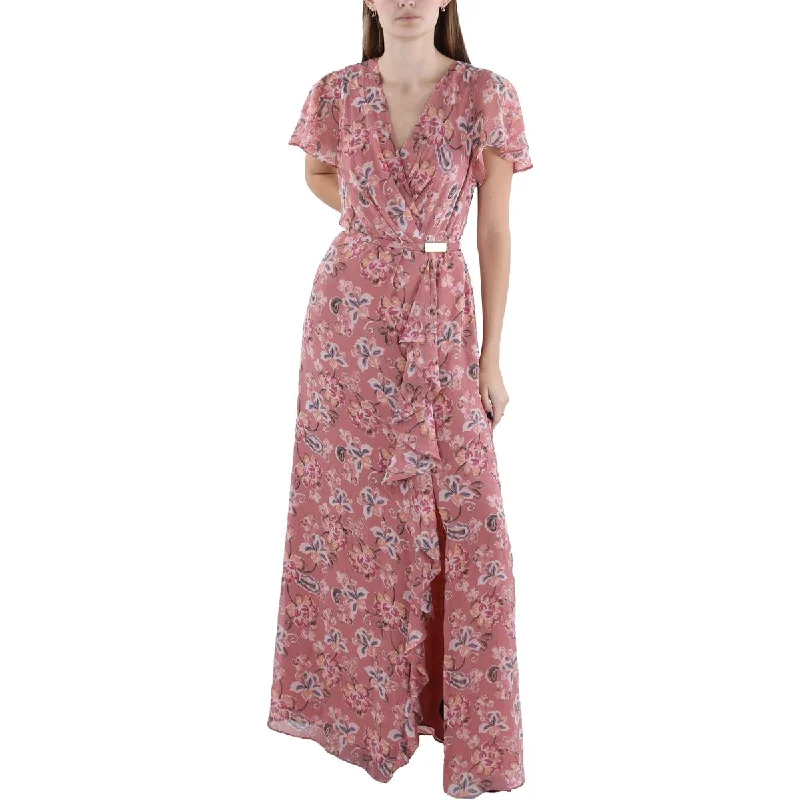 Lauren Ralph Lauren Womens Floral Ruffled Maxi Dress