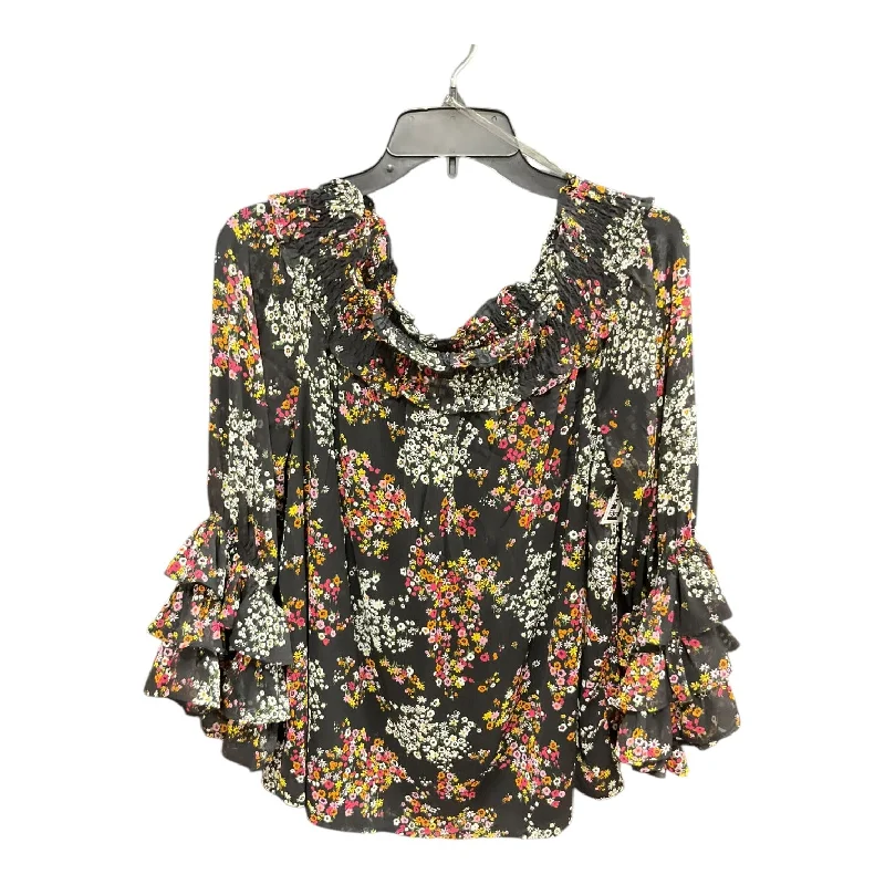 Top Long Sleeve By Cece In Floral Print, Size: L