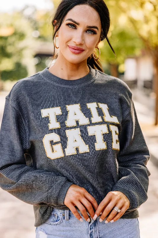 Tailgate Black Varsity Corded Sweatshirt