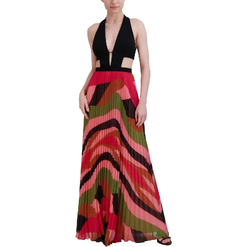 BCBGMAXAZRIA Womens Full Length Halter Maxi Dress