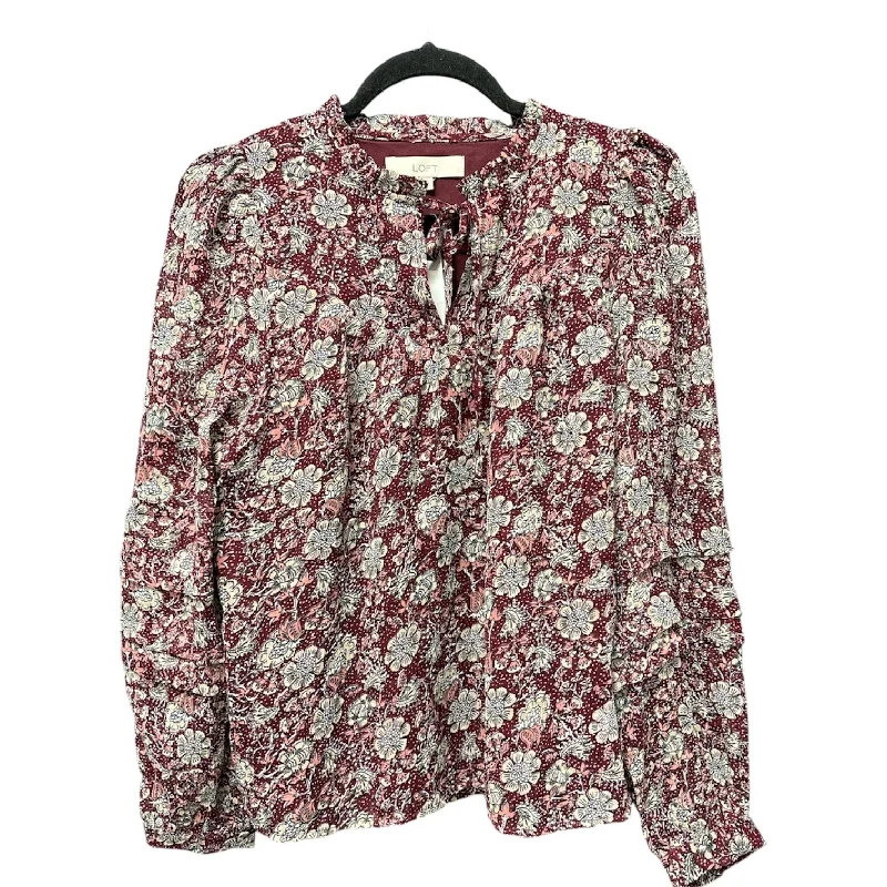 Top Long Sleeve By Loft In Floral Print, Size: S