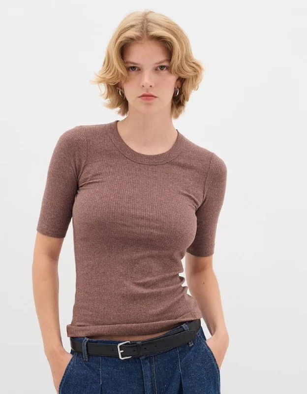 InWear Dagna V-Neck T-Shirt BROWN PUCE MELANGE