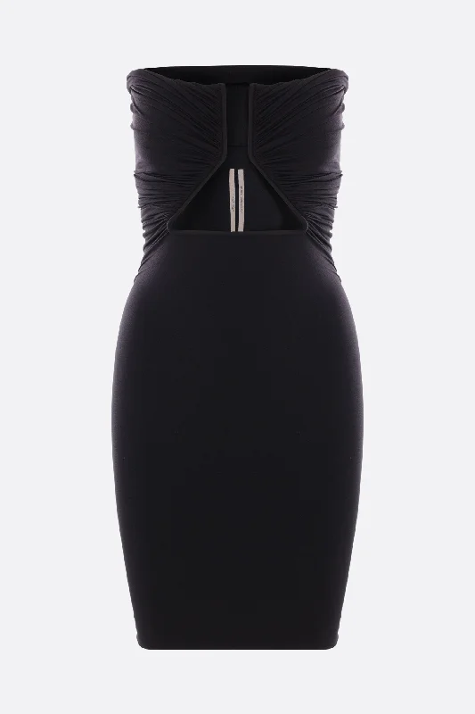 Prong stretch jersey strapless minidress