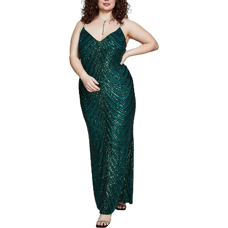 B. Darlin Womens Plus Sequined Maxi Evening Dress