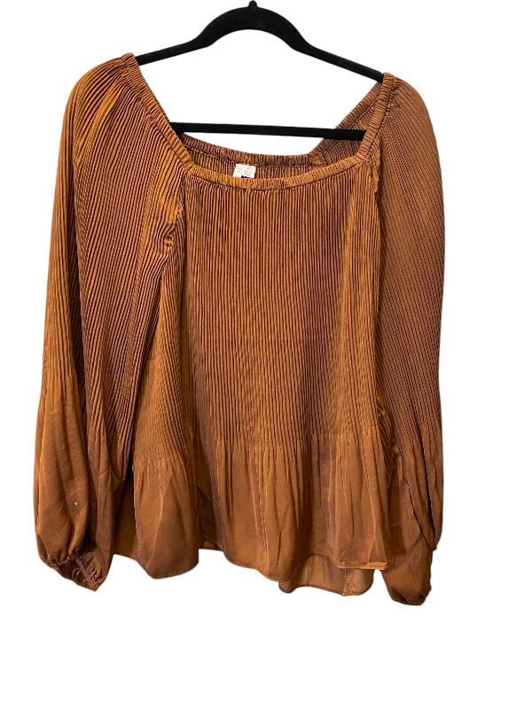 Top Long Sleeve By Cato In Bronze, Size: Xl