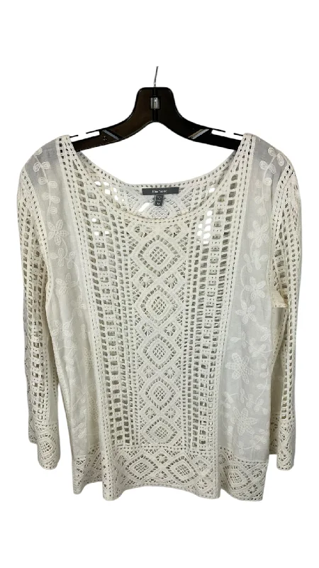 Top Long Sleeve By Blue Tassel In White, Size: M