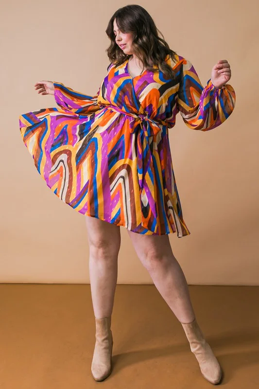 Plus Size Printed Woven Mini Dress by Flying Tomato