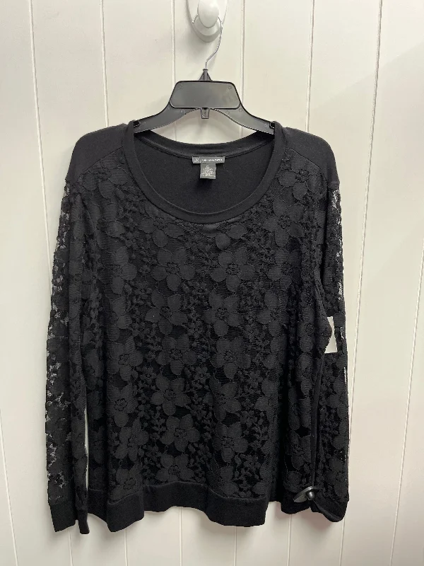 Top Long Sleeve By Adrianna Papell In Black, Size: Xl