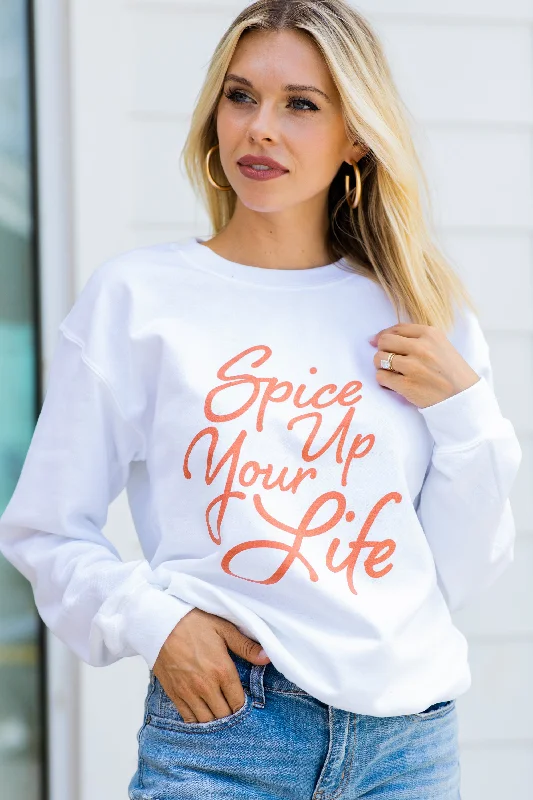 Spice Up Your Life White Graphic Sweatshirt