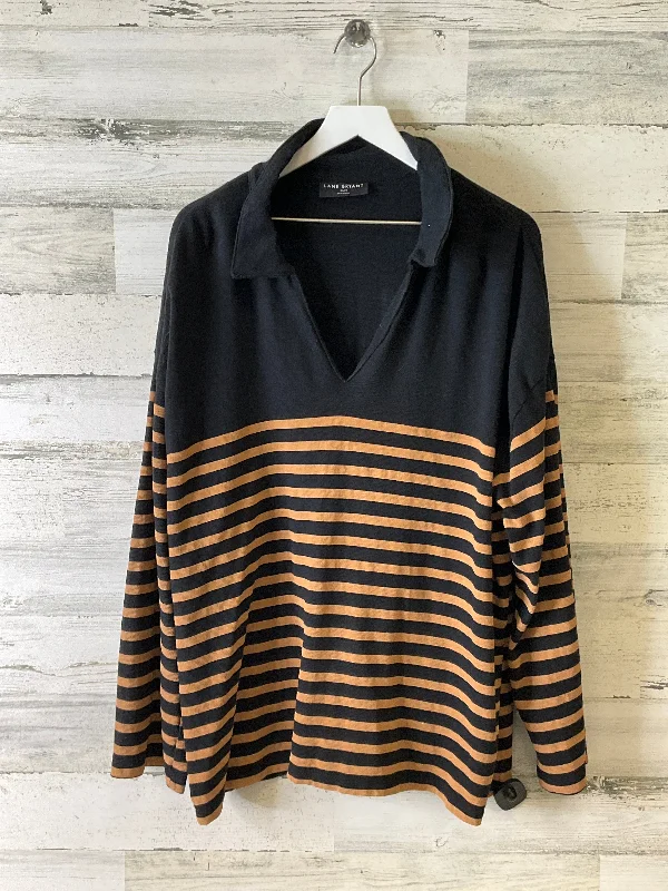 Top Long Sleeve By Lane Bryant In Black & Gold, Size: 4x