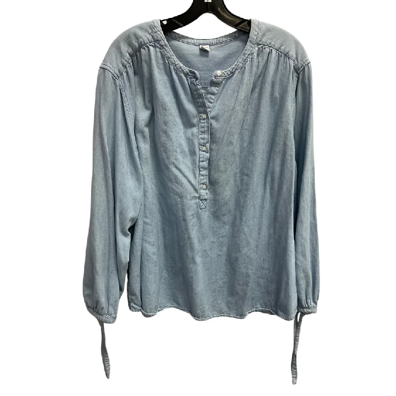 Top Long Sleeve By Old Navy In Blue Denim, Size: Xxl