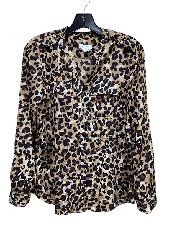 Top Long Sleeve By Charter Club In Animal Print, Size: S