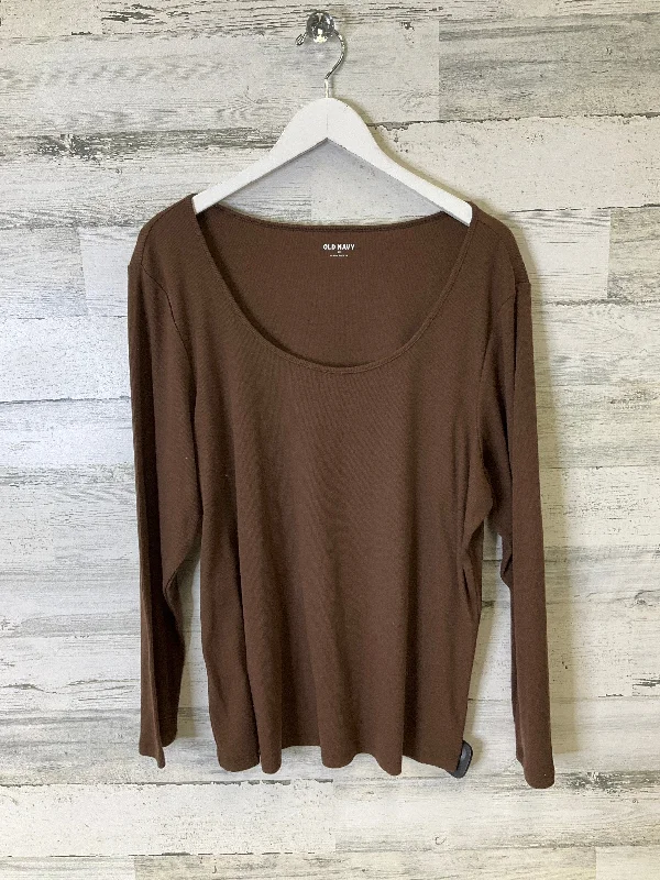 Top Long Sleeve Basic By Old Navy In Brown, Size: 3x