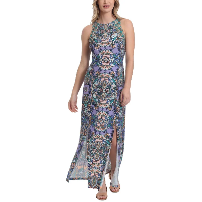 London Times Womens Sleeveless Paisley Maxi Dress