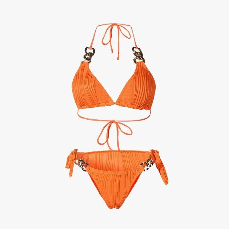 Two Piece Tie Up With Golden Rings Swimwear By Sinderella