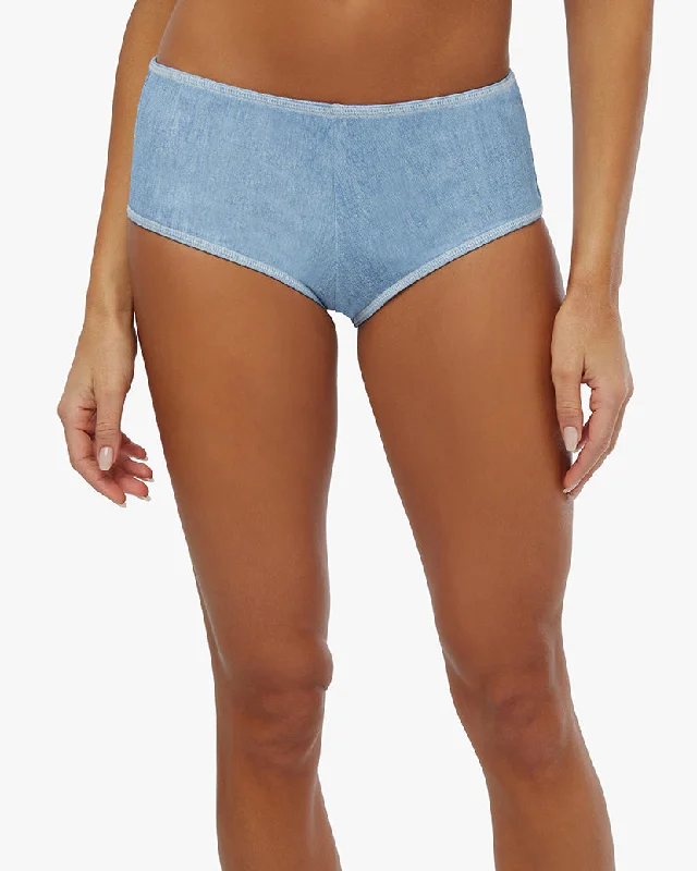 Low Rise Denim Swim Short