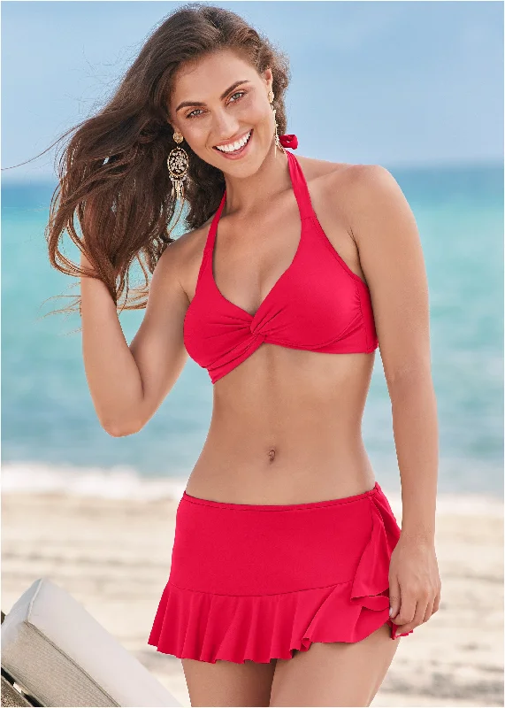 Twist Front Halter Top - Red Hot