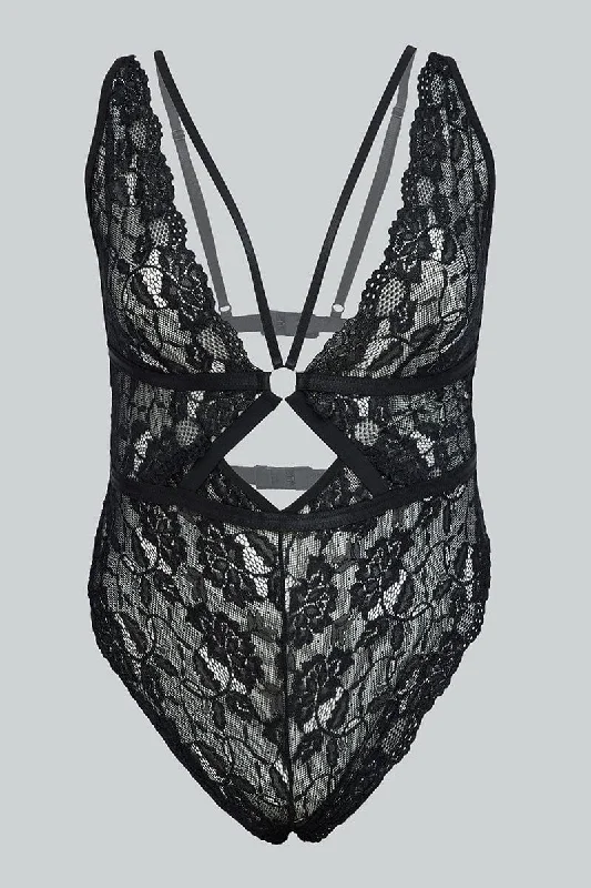 Black Lace One Piece Bodysuit