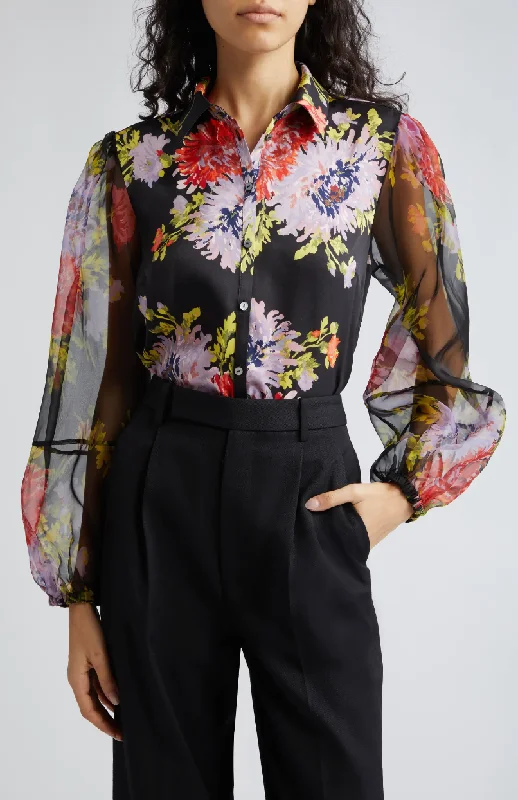 Lorna Floral Print Blouse - Black Multi