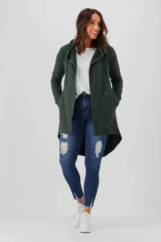 Silent Theory Ashleigh Hooded Cardigan Bottle Green