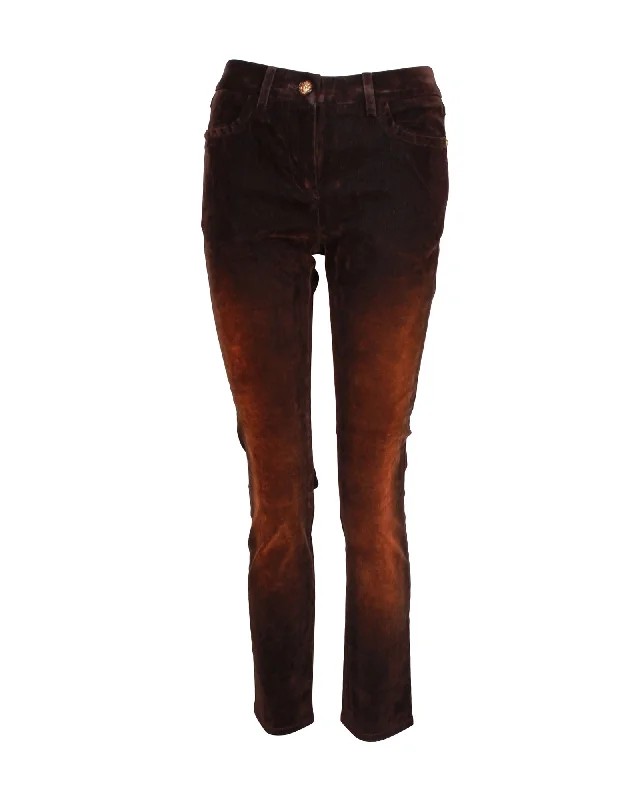 Chanel Slim-Fit Gradient Corduroy Pants in Brown Cotton