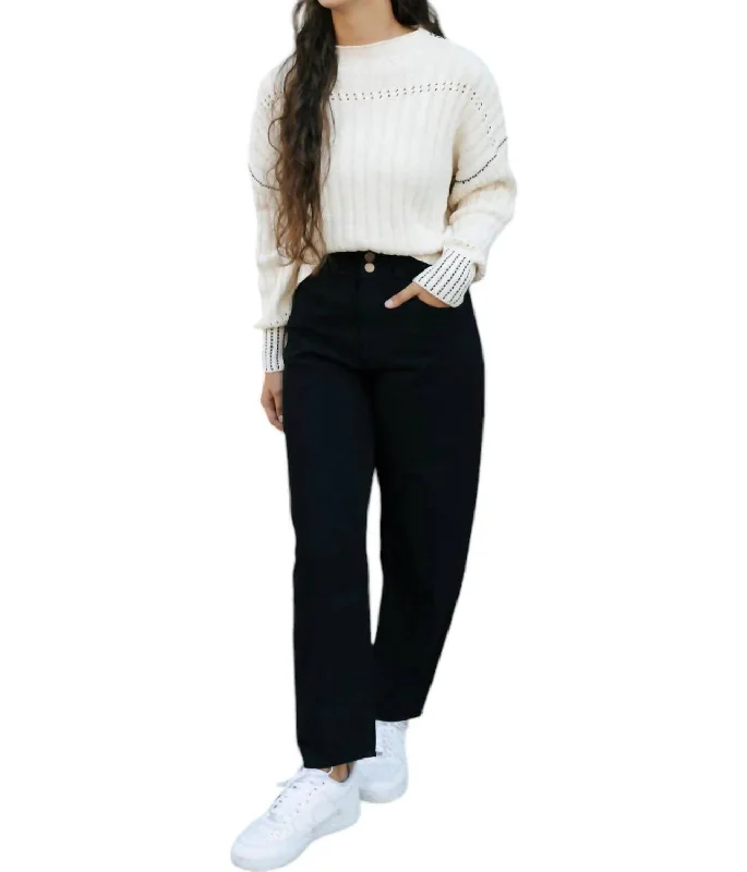 Cotton Barrel Pants In Black