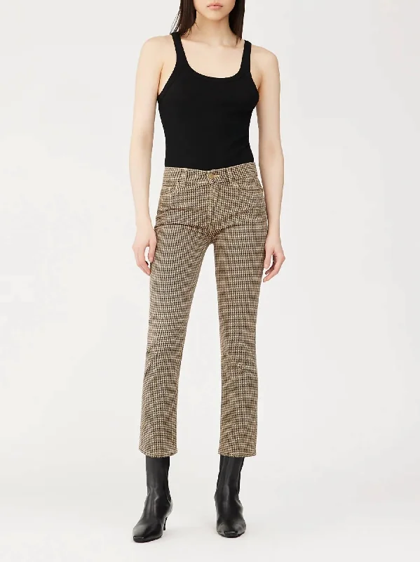 Mara Mid-Rise Straight Ankle Pant In Houndstooth