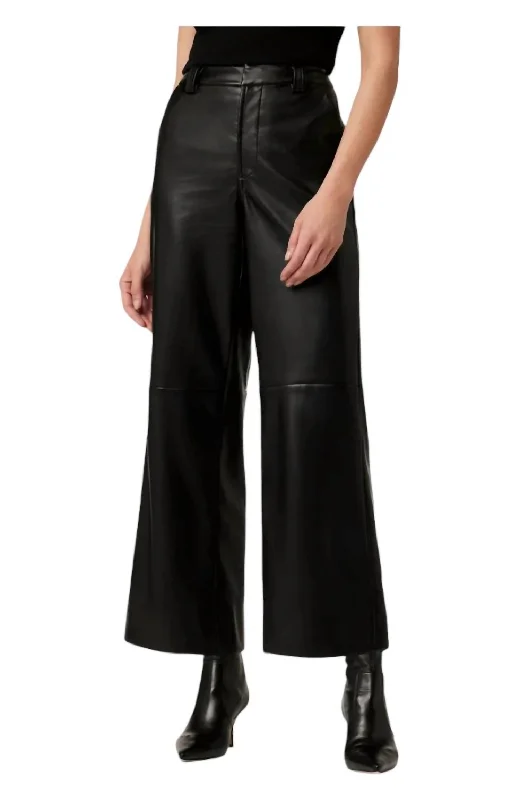 Mia Vegan Leather Crop Trouser In Black