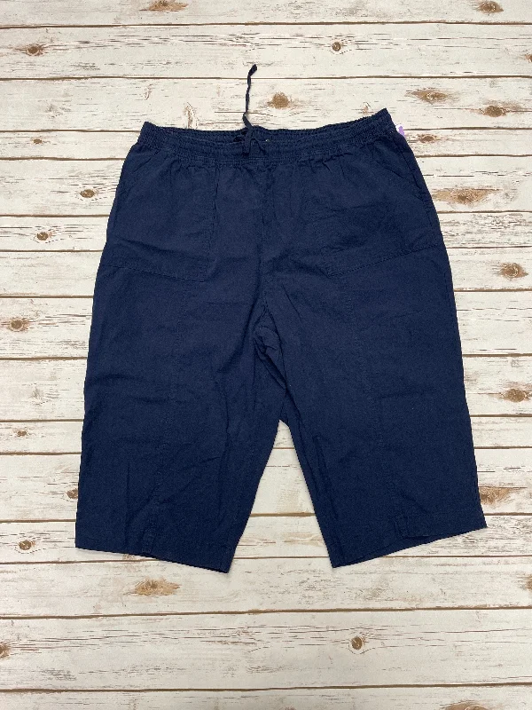 Pants Linen By Karen Scott In Navy, Size: 2x