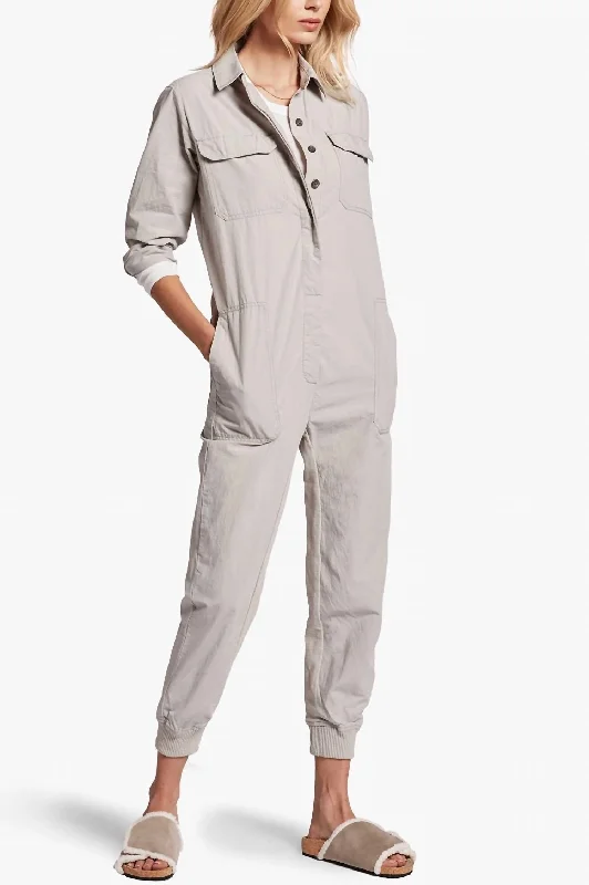 Utility Jumpsuit In Grey Cloud