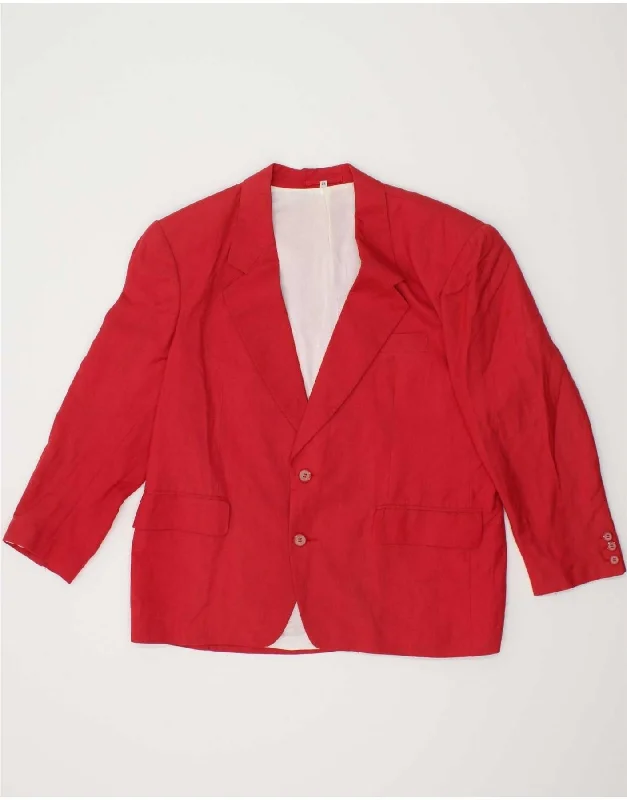 C&A Womens 2 Button Blazer Jacket UK 20 2XL Red Linen